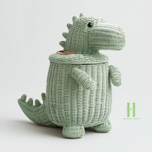 BEST WHOLESALE Handmade Eco-Friendly Rattan Animal <b>Basket</b> <b>Wicker</b> <b>Storage</b> Organizer for Nursery Toy <b>Storage</b> Home Decor - Product Image 3