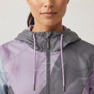 Lightweight Hooded <b>Windbreaker</b> Jacket For <b>Women</b> Outdoor Sportswear Breathable Fabric Full Zip Activewear With Pockets - Product Image 6