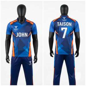 Camiseta de Cricket para Hombre, 240 GSM, Poliéster Interlock, Absorbe la Humedad, Paneles Laterales Geométricos Dorados, Transferencia Térmica, Corte Corto - Product Image 2