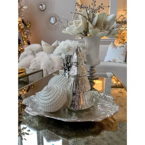 Modern Handmade Centrepiece Tray for Elegant Dining Room Table DecorationTrending Handmade Aluminium Round Tray Tea Coffee Juice - Product Image 4
