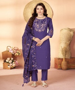 Salwar Kameez Tradicional Morado para Mujer, Ropa Étnica para Todas las Temporadas, Estilo India-Pakistán, Corte Regular, Largo hasta el Tobillo, 86800 Diva-177 - Product Image 1