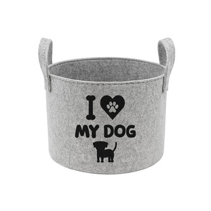 Braided Basket with Felt Patch Basket with Handles Foldable Nursery <b>Shelf</b> Storage for Plant Dog Cat Toy <b>Organizer</b> - Product Image 4