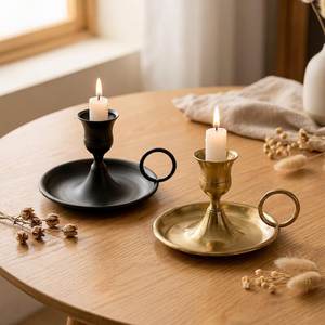 Contemporary Handmade Iron Taper Candle Holder Premium Matte <b>Black</b> Metal <b>Candlestick</b> Stand Elegant Home Interior Decoration - Product Image 1