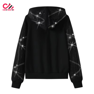 Conjunto Deportivo con Capucha para Hombre, Estampado Brillante Negro, Cremallera Completa, Diseño Geométrico Informal, Ropa de Otoño CARE MASTER - Product Image 3