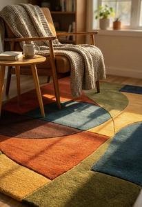 Modern Abstract Geometric Hand Tufted Wool Anti-Slip Medium Pile Cotton Canvas Backing Area Rug Soft <b>Plush</b> Color Block Living - Product Image 2