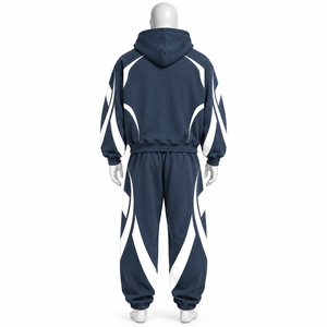 Ensemble de survêtement AMSEC INDUSTRY personnalisé, imprimé délavé à l'acide, avec strass, à capuche, longueur intégrale, 100 % coton, coupe oversize, style streetwear - Product Image 2