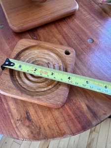Handcrafted Brown Vintage Teak Wood Coaster <b>Set</b> with Stand — 6 Pieces| Quiet Luxury Sculptural <b>Desk</b> Decor | Japandi Functional - Product Image 6