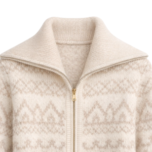 Chaqueta de punto Fairisle para mujer, con cremallera frontal, suave, estampada, de manga larga, acogedora, informal, para invierno, para clima frío - Product Image 6