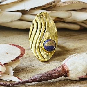 High Demand Purple Copper Turquoise <b>Ring</b> Gold Plated Wave <b>Ring</b> <b>Chunky</b> Full Finger Brass <b>Ring</b> Hollow Cutout Boho Wholesale <b>Ring</b> - Product Image 1
