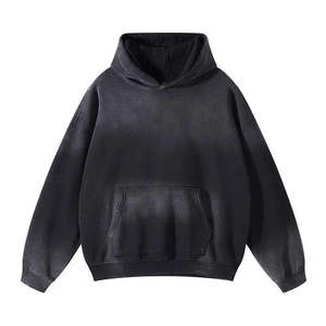 Men Acid Wash <b>Sun</b> Faded Hoodie Vintage Cotton Fleece Pullover Streetwear Fashion Apparel Bulk Supply - Product Image 1
