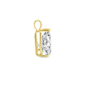 Collier pendentif en or jaune massif 14 carats avec diamant de laboratoire en forme de poire de 1 carat - Product Image 1
