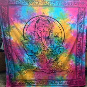Tapiz bohemio de Ganesha para decoración de pared, estampado artístico abstracto de algodón, decoración rectangular para interiores, flores, plantas, patrón estilo bohemio - Product Image 1