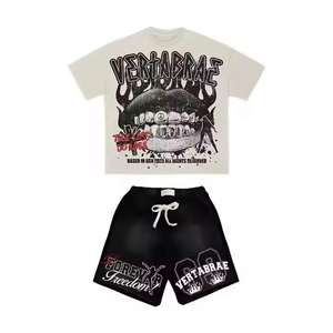 Conjunto de camiseta corta con hombros caídos y corte holgado, gráfico personalizado para hombre, 100% algodón, camiseta oversize de corte holgado y amplio. - Product Image 6