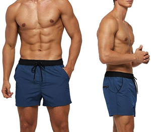 Vêtements et accessoires pour hommes : Short de bain uni à séchage rapide, style urbain, taille élastique en maille, pour le surf et la plage, OEM - Product Image 4