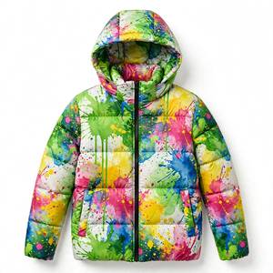 Chaqueta Bomber Unisex de Invierno, Gruesa, con Cierre, 100% Algodón, Estampado de Pintura Colorida, Bordado, Estilo Urbano - Product Image 1