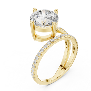 Bague de fiançailles Aries Jewel 3 carats en or 14K avec diamant de laboratoire taille ronde à tige fendue, rapport IGI VS1 E, pour anniversaire et mariage - Product Image 2