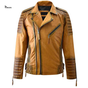 Chaqueta de Cuero Amarilla Personalizada para Hombre, Estilo Motero Casual, Resistente al Viento, Ropa de Calle, Proveedor al por Mayor - Product Image 1