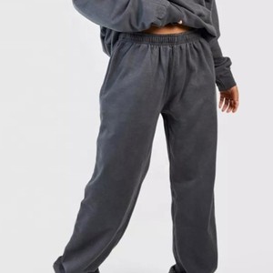 Ensemble de survêtement décontracté pour femme, couleur unie, à capuche, manches longues, taille élastique, coupe ample, pantalon de survêtement et sweat-shirt en coton, pour l'automne - Product Image 2