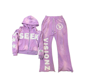 Vente en gros de vêtements décontractés pour hommes du fabricant avec logo personnalisé survêtement à la mode en détresse avec broderie d'appliques survêtements délavés au soleil - Product Image 3