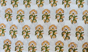 Tela Floral Sanganeri Estampada a Mano, 100% Algodón Ecológico, Ligera, 90 GSM, 43/44 Pulgadas de Ancho, para Vestidos y Bolsos - Product Image 3