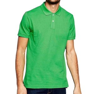 <b>Men's</b> <b>Green</b> Short Sleeve Cotton Pique <b>Polo</b> <b>Shirt</b> Casual Solid Color Breathable Knitted Regular Fit Button Design - Product Image 1