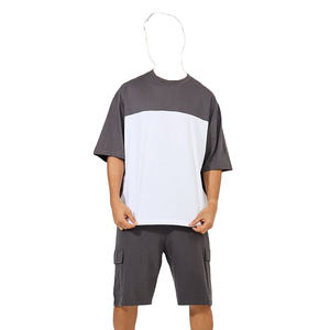 Conjunto de Pantalones Cortos de Waffle para Hombre con Etiqueta Privada Personalizada, Camiseta con Cuello en V, Conjunto de 2 Piezas, Conjunto de Pantalones Cortos de Tela Waffle para Hombre en Oferta, Estilo Minimalista - Product Image 2