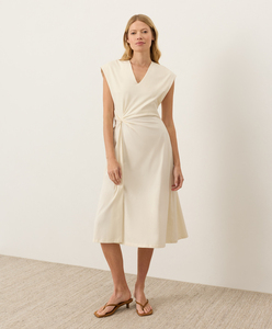 Vestido Casual Elegante de Verano para Mujer, Vestido de Algodón con Diseño Trenzado, Cuello en V y Mangas Cortas para Damas - Product Image 1