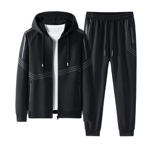 ชุดวอร์มมีฮู้ดน้ำหนักเบาสำหรับผู้ใหญ่แบบ unisex เสื้อแจ็คเก็ตและกางเกงจ็อกเกอร์ แห้งเร็ว พิมพ์ลาย/สีพื้น ชุดสองชิ้นสำหรับฤดูใบไม้ผลิ รับสกรีนโลโก้ - Product Image 2