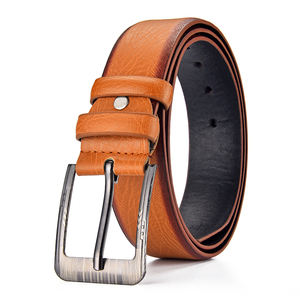 Ceinture à cliquet personnalisable avec logo, sans trous, boucle à ardillon, en cuir de vachette véritable, écologique, style vintage pour homme - Product Image 5