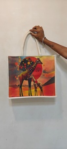 ถุงของขวัญผ้าแคนวาสขนาดเล็กแบบปรับแต่งได้ เป็นมิตรกับสิ่งแวดล้อม พร้อมลวดลายอินเดียดั้งเดิมที่วาดด้วยมืออย่างสวยงาม สามารถปรับแต่งได้ - Product Image 2