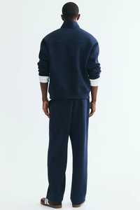Pantalon de jogging décontracté pour homme en toile bleu marine respirant, taille élastique avec cordon de serrage, poches latérales, tricoté mi-lourd, idéal pour l'automne - Product Image 5