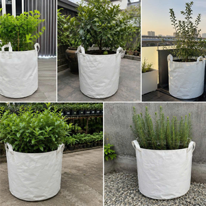 THUY LINH Panier de culture suspendu pour plantes et fleurs, en toile maillée laminée blanche, avec poignées en disque, pour jardin intérieur, imprimé sérigraphié - Product Image 5