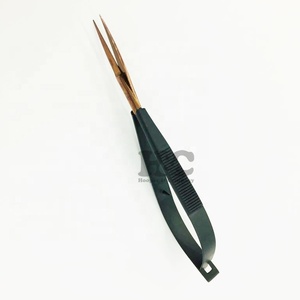 Ciseaux à ressort manche noir pointe or rose Outil de maquillage durable en acier inoxydable Tondeuse à sourcils Ciseaux à lame tranchante Meilleur prix - Product Image 3