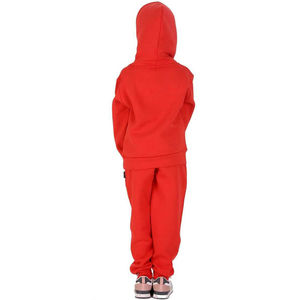 Conjunto de sudadera con capucha roja y pantalones deportivos para niños, ropa informal de otoño de manga larga de color sólido - Product Image 2