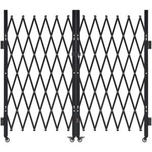 Cancello di Sicurezza Pieghevole Doppio con Design a Forbice Bloccabile, Ruote Girevoli a 360 Gradi, Barriera Esterna Retrattile in Acciaio - Product Image 1