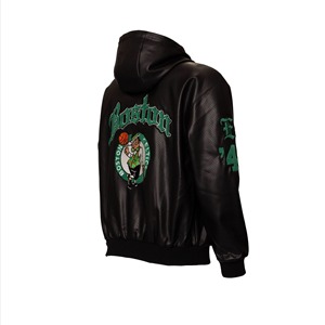Chaqueta Ligera Vegana con Capucha y Cierre de Cremallera Boston 1946 Negra AR - Product Image 4
