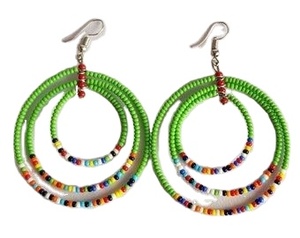 Boucles d'oreilles en perles de rocaille colorées en gros Boucles d'oreilles grand cercle de forme ronde pour les femmes vêtements de fête Accessoires de mode de l'Inde - Product Image 4
