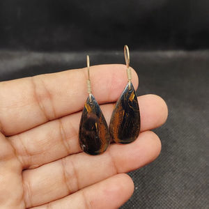 Pendientes de Perlas de Ojo de Tigre Marrón de Piedra Natural Nuevos 2026 para Mujer - Product Image 1