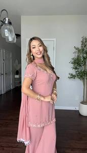 Conjunto de Salwar Kameez de Georgette con Bordado a Mano de Zorro, de Secado Rápido, Kurthi, Palazzo y Dupatta, Traje de Fiesta de Boda para Mujer - Product Image 3