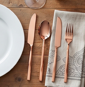 Ensemble de couverts modernes en acier inoxydable rose doré, cuillère, couteau, fourchette à dessert, idéal pour la cuisine, la table, les accessoires de salle à manger - Product Image 4