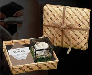 Handwoven Bamboo Gift <b>Box</b> Engraved Portable Woven Basket with Handle Lockable Lid for Craft Retail Display Packaging - Product Image 6