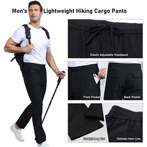 Pantalon de jogging tissé extensible pour hommes, pantalon décontracté à taille élastique avec cordon de serrage pour un usage quotidien - Product Image 2