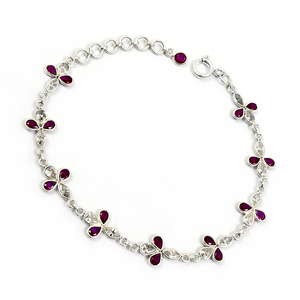 New Arrival Hip Hop Ruby CZ & White CZ Clover <b>Bracelets</b> With Infinite Link Chain Crafted From 925 Sterling <b>Silver</b> Link <b>Bracelet</b> - Product Image 3