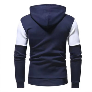 Sudadera con capucha de forro polar para hombre, de tres bloques de color, con paneles en contraste y patchwork, corte ajustado, de tejido grueso, lisa, personalizable, EE. UU. - Product Image 3