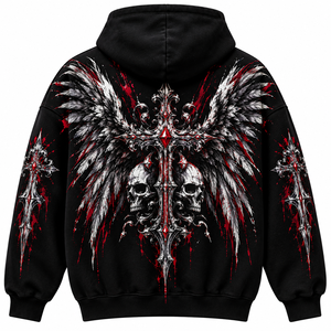 Sudadera con Capucha Gótica Personalizada con Calavera, de Algodón Pesado, Estilo Urbano Oversize, 100% Algodón Polar, Ecológica, OEM, Marca Privada - Product Image 2