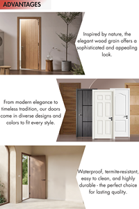 Puerta Interior de Madera Maciza Impermeable y Moldeada con Marco y Accesorios, Diseño Moderno Resistente al Moho para Apartamentos y Casas - Product Image 4