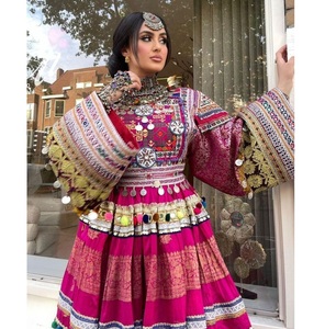 Robe afghane vintage en gros pour femmes, en mousseline de soie et dentelle, manches évasées, respirante, style original Kuchi, tenues afghanes, style indien Banjara - Product Image 5