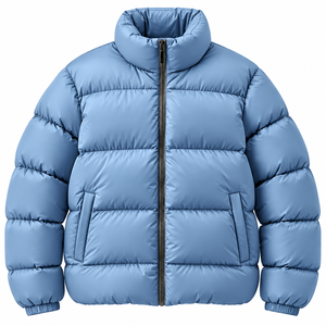 Chaqueta de plumón para hombre, ligera, acolchada, cálida, informal, para exteriores, con cuello alto y cremallera. - Product Image 3
