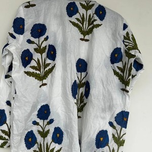 Floral Print Woven 3-Piece Indian Cotton Pajama Set Women's Bohemian Sleepwear Elastic Waist Front Summer Autumn Spring <b>Gift</b> Her - Product Image 4