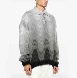 Suéter de punto para hombre con cuello en contraste degradado y diseño de camisa moderno - Product Image 4